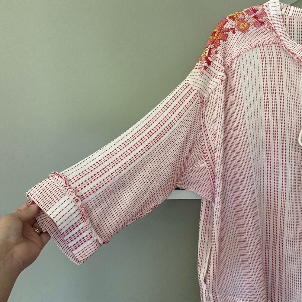 JOHNNY WAS Jacque Embellished Beaded Boho Tunic Top Size Medium - Picture 7 of 14